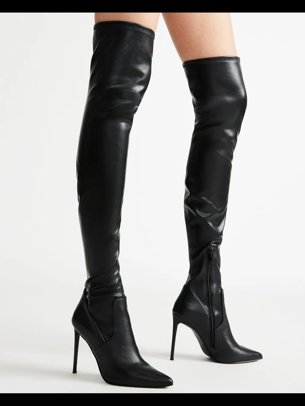 Steve Madden Vava Sleek Black Over-the-Knee Stiletto Boots